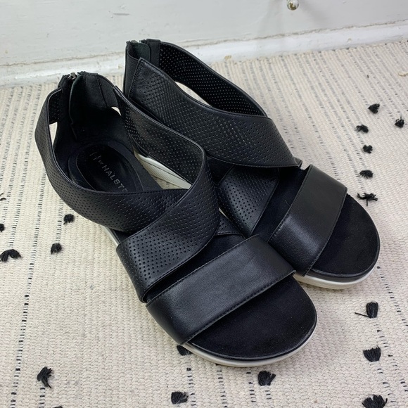 H by Halston Peyton Black Leather Sandal - Picture 4 of 9